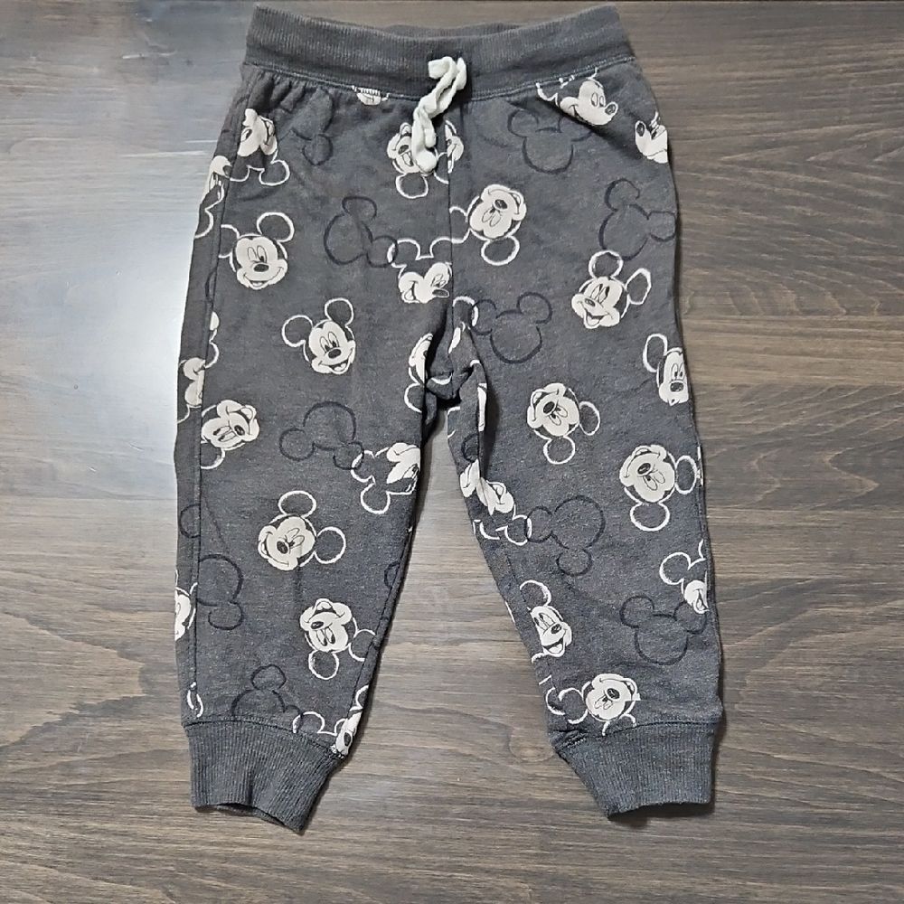Disney Kids Charcoal Mickey Mouse Jogger  Drawstring Sweatpants 2T